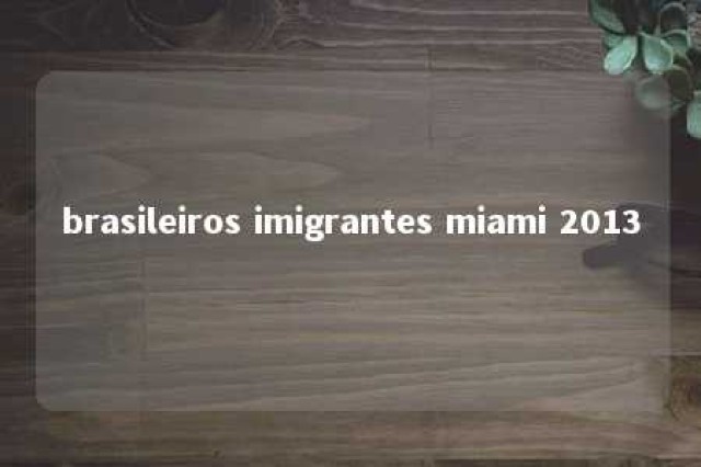 brasileiros imigrantes miami 2013 