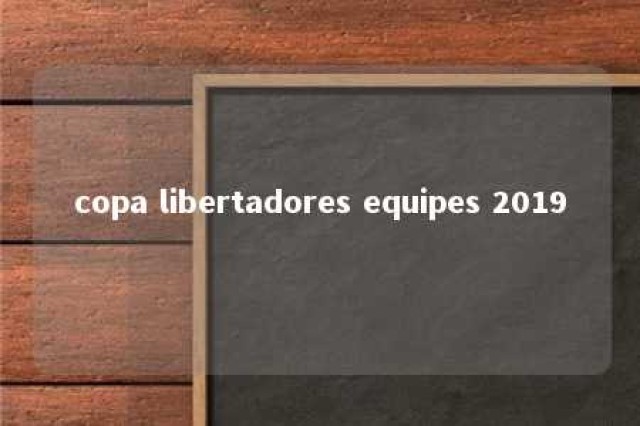 copa libertadores equipes 2019 