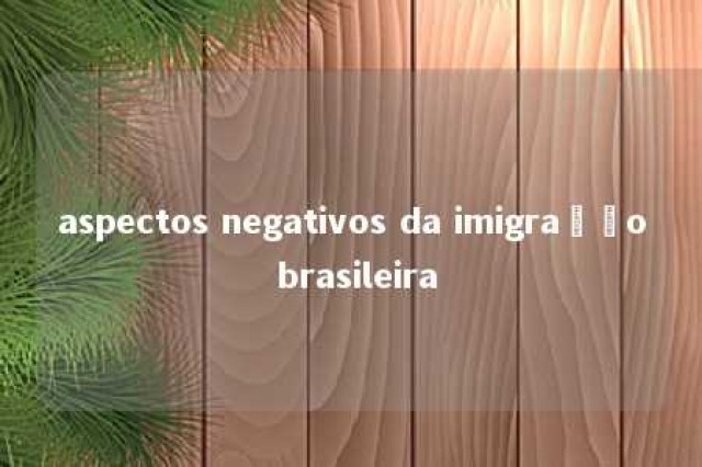 aspectos negativos da imigração brasileira 