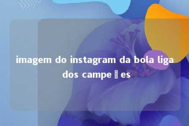 imagem do instagram da bola liga dos campeões 